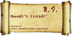 Mandák Ildikó névjegykártya